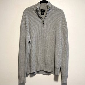 Calvin Klein Quarter Zip Grey Sweater, 100% Cotton Knit, Men’s Size XL, Gray